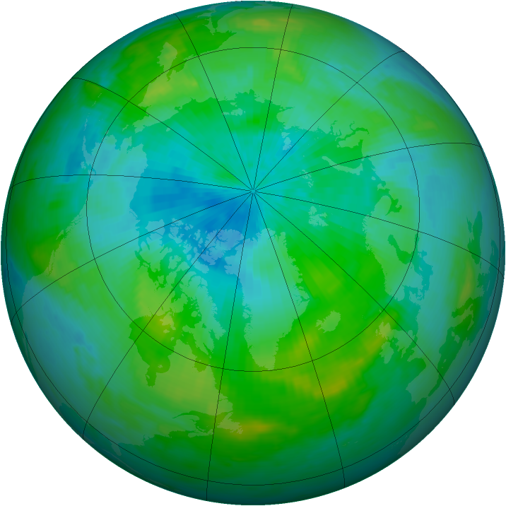 Arctic ozone map for 30 August 1985